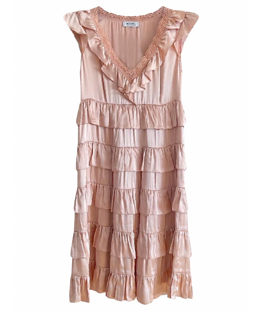 MOSCHINO Розовое шелковое коктейльное платье, фото 1