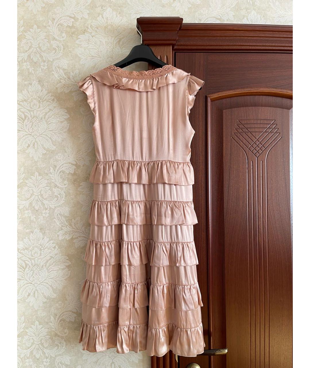 MOSCHINO Розовое шелковое коктейльное платье, фото 2