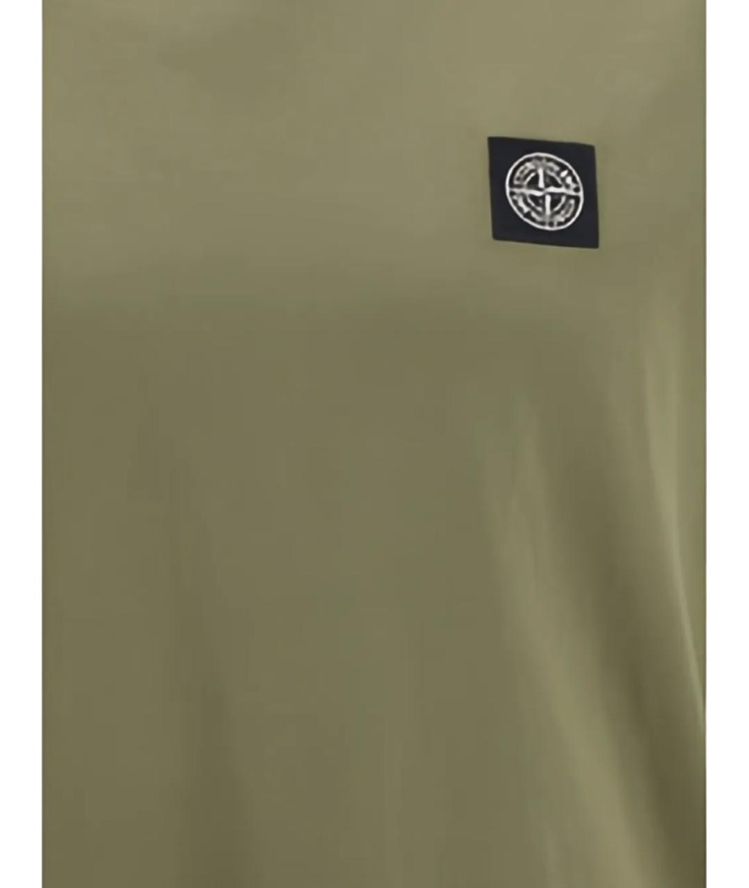 STONE ISLAND Зеленая хлопковая футболка, фото 3