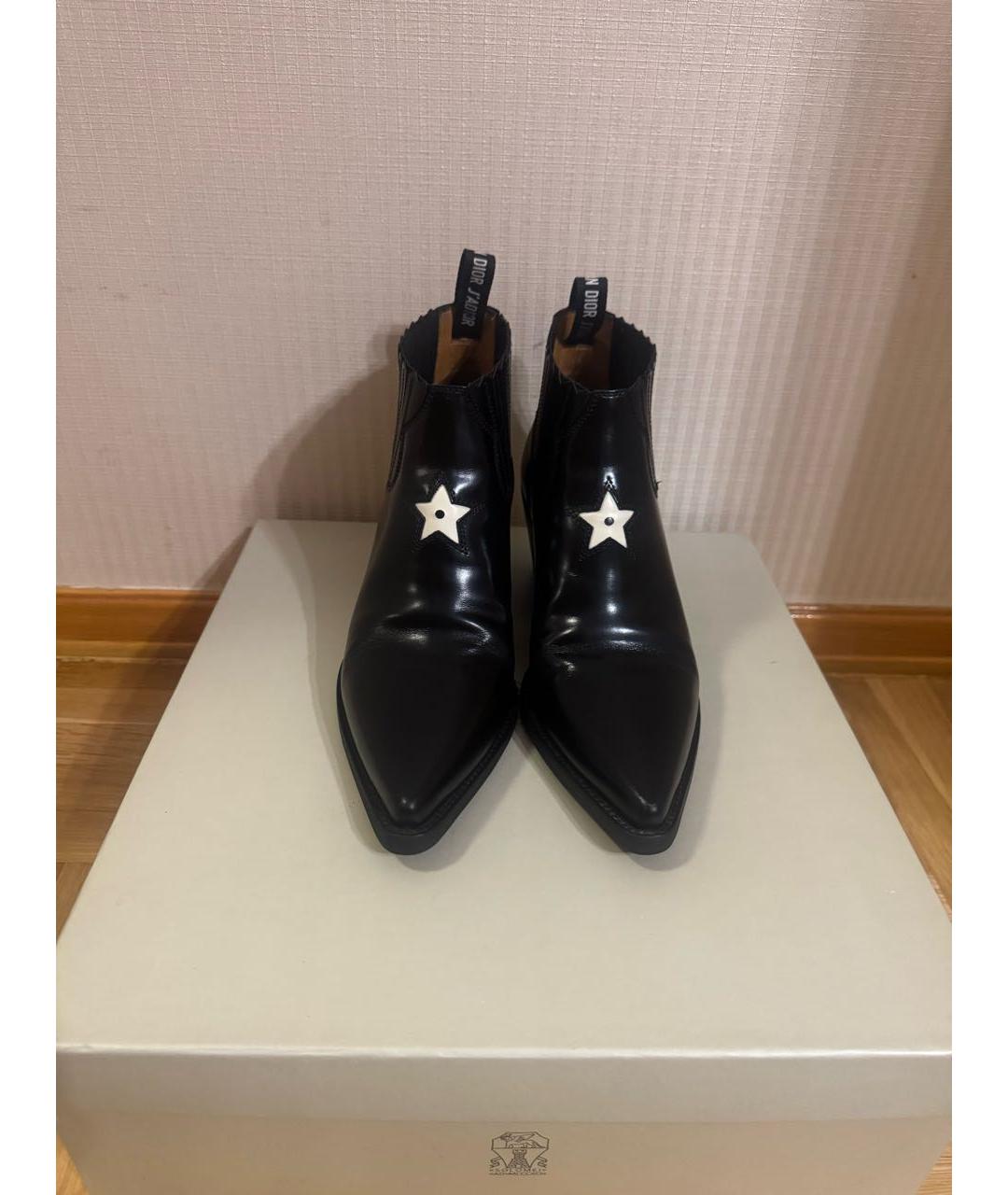 CHRISTIAN DIOR Черные кожаные полусапоги, фото 2