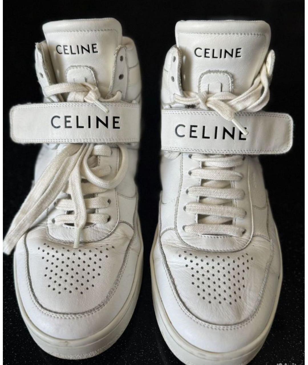 CELINE Белые кожаные кроссовки, фото 3