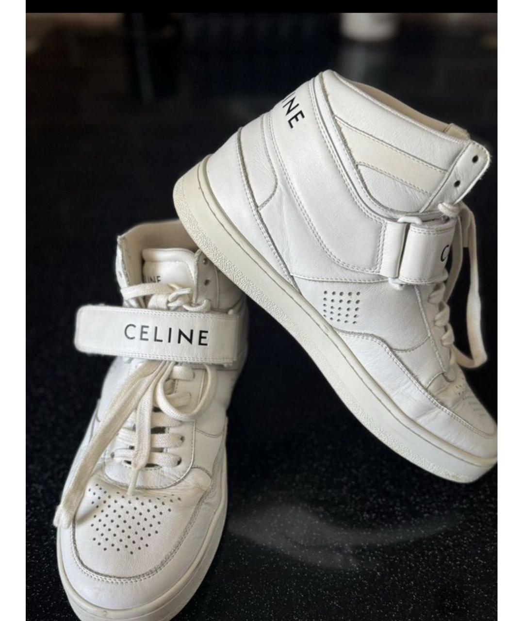 CELINE Белые кожаные кроссовки, фото 9