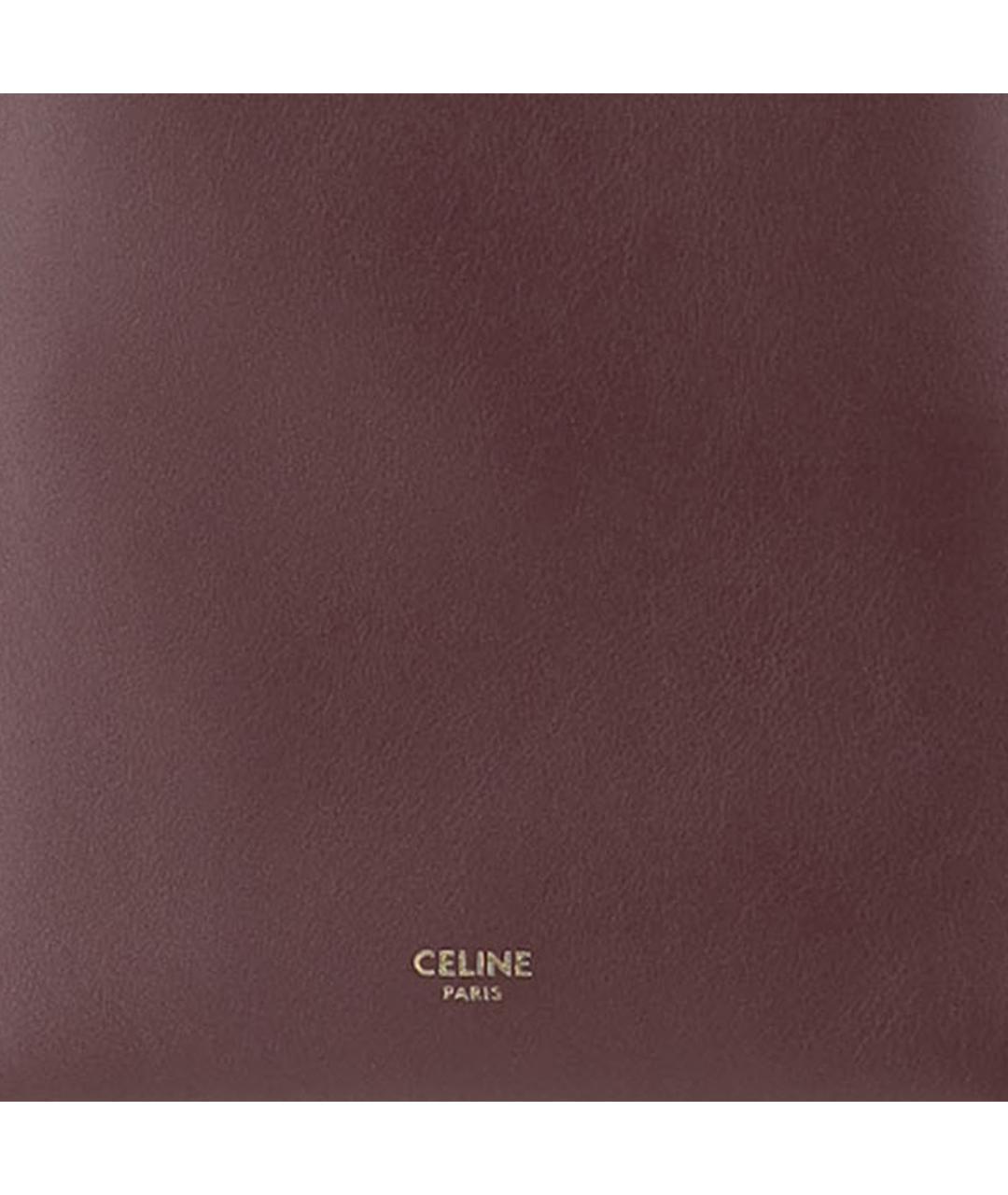CELINE Бордовая кожаная сумка тоут, фото 4