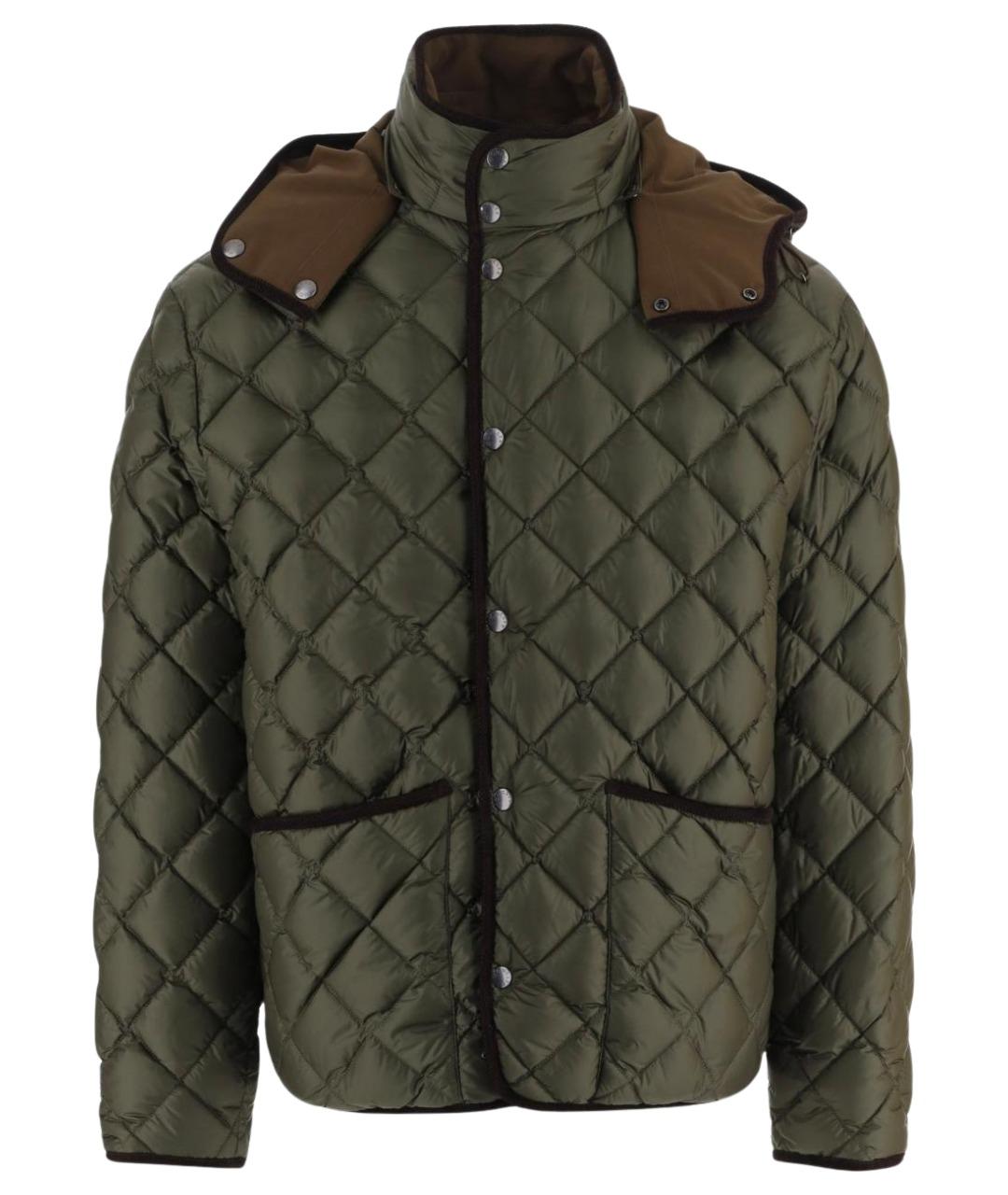 MONCLER Зеленый нейлоновый пуховик, фото 1