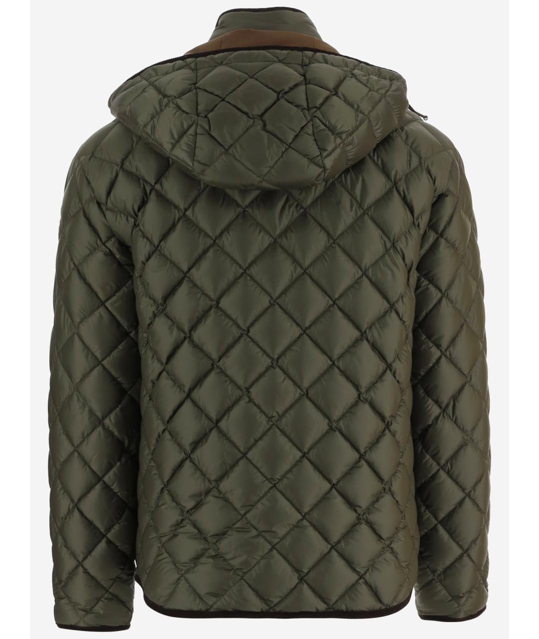 MONCLER Зеленый нейлоновый пуховик, фото 2