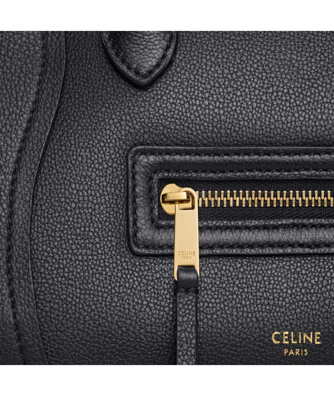 CELINE Черная кожаная сумка тоут, фото 4