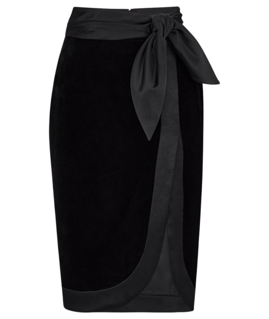 SAINT LAURENT Черная вискозная юбка миди, фото 1