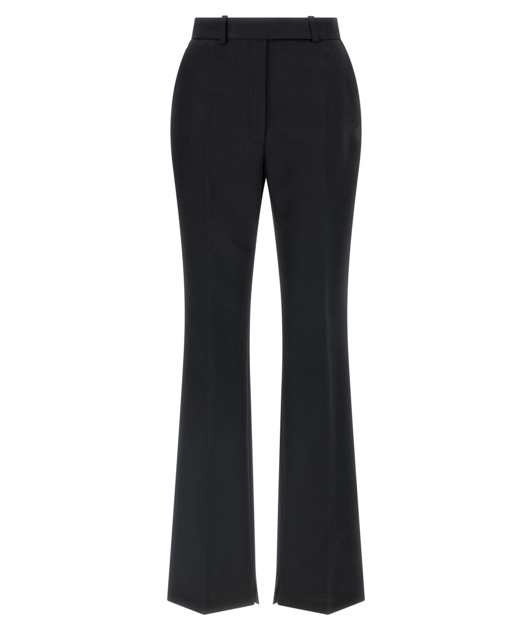 ELISABETTA FRANCHI Черные шерстяные прямые брюки, фото 1