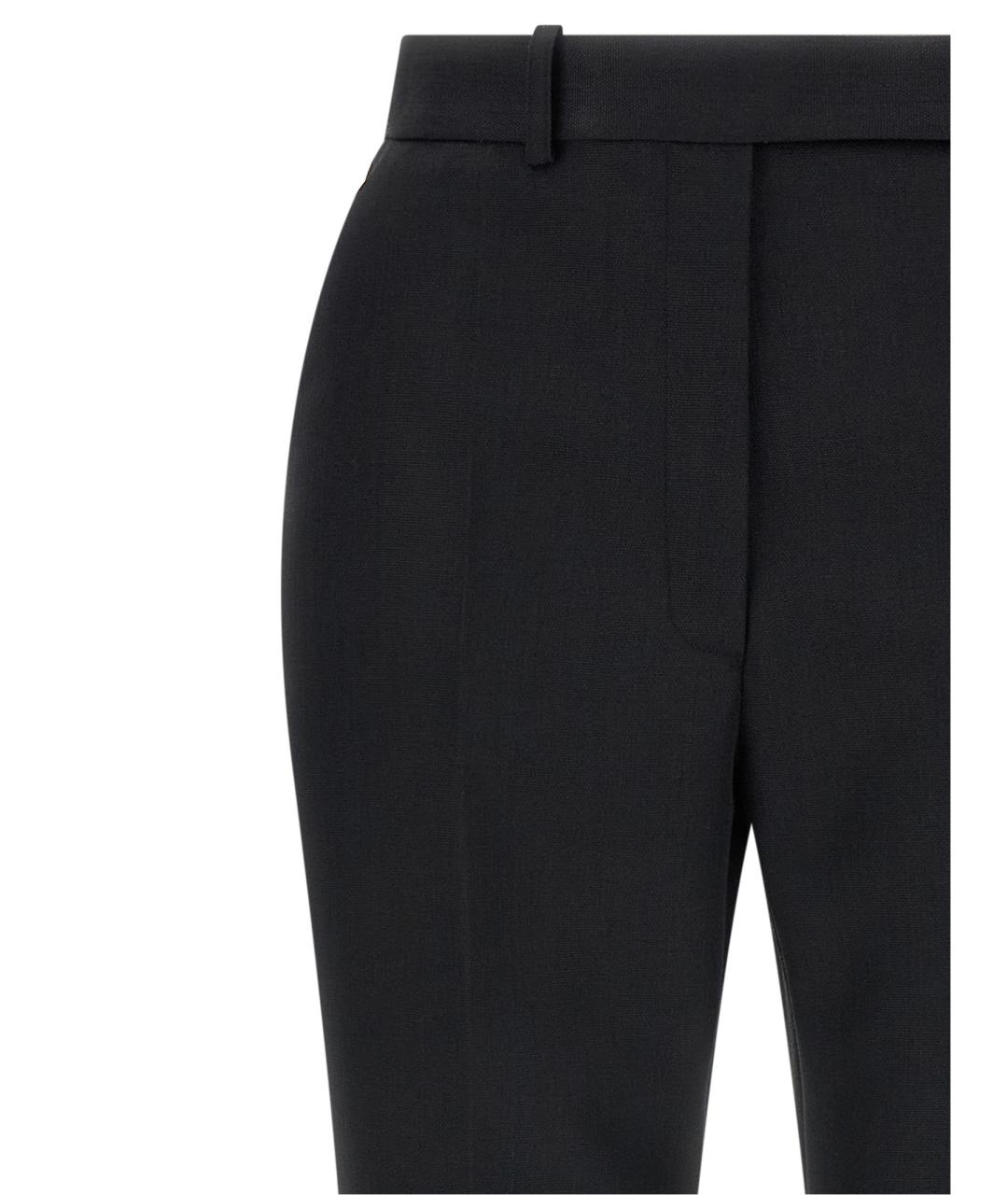 ELISABETTA FRANCHI Черные шерстяные прямые брюки, фото 3