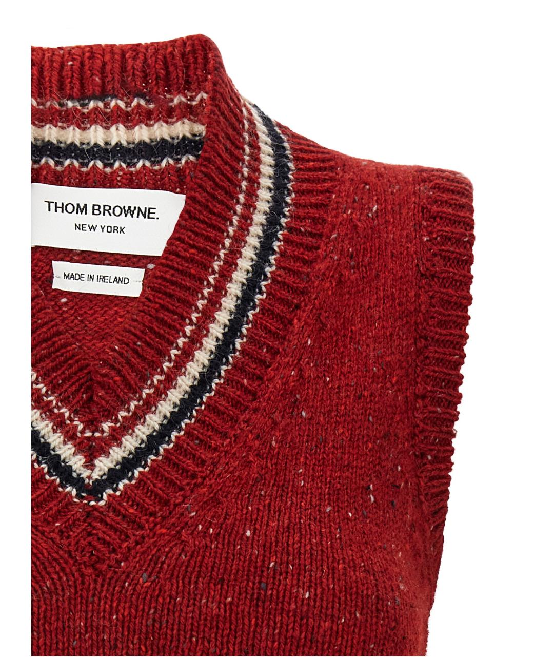 THOM BROWNE Красная шерстяная жилетка, фото 3
