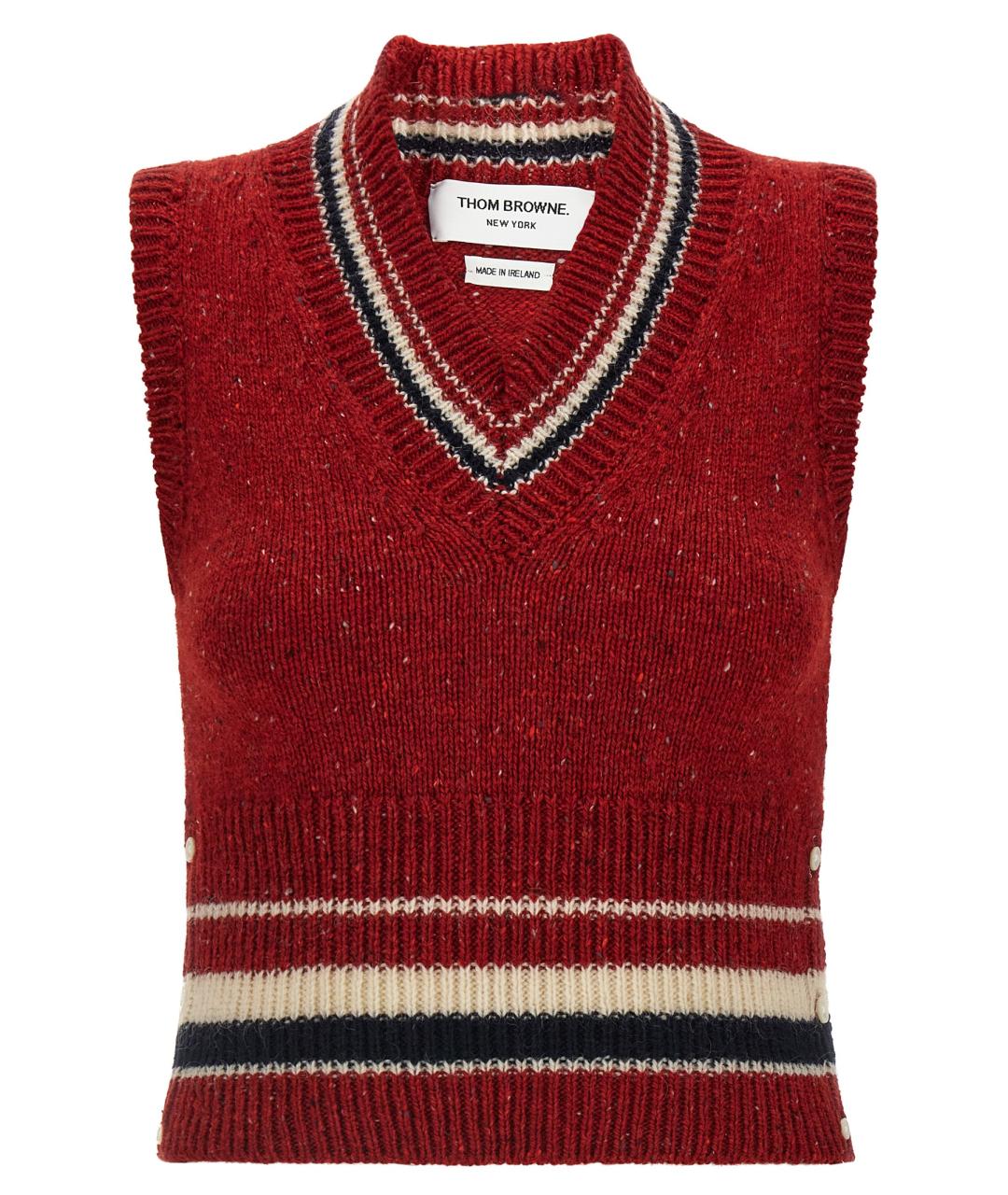 THOM BROWNE Красная шерстяная жилетка, фото 1