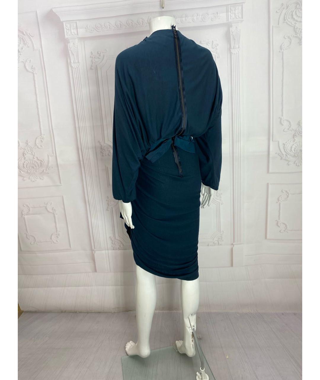 LANVIN Бирюзовое вискозное коктейльное платье, фото 7