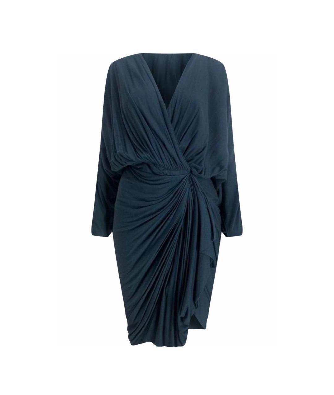 LANVIN Бирюзовое вискозное коктейльное платье, фото 8