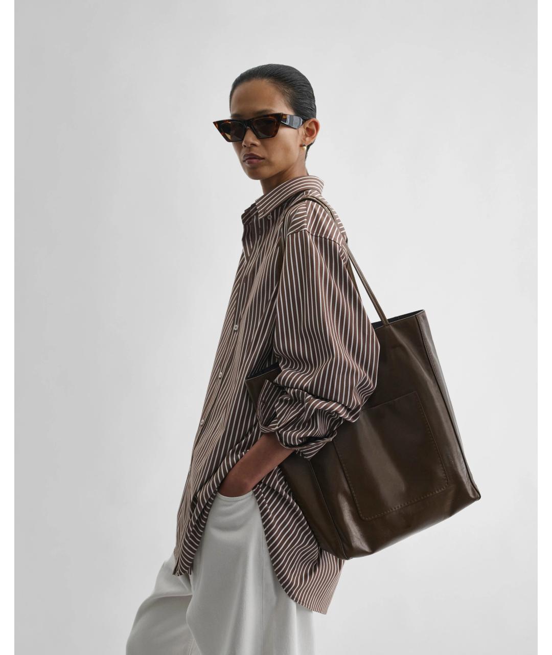 PHOEBE PHILO Зеленая кожаная сумка тоут, фото 4