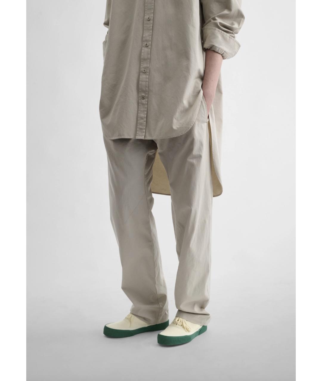 PHOEBE PHILO Бежевые хлопковые прямые брюки, фото 4