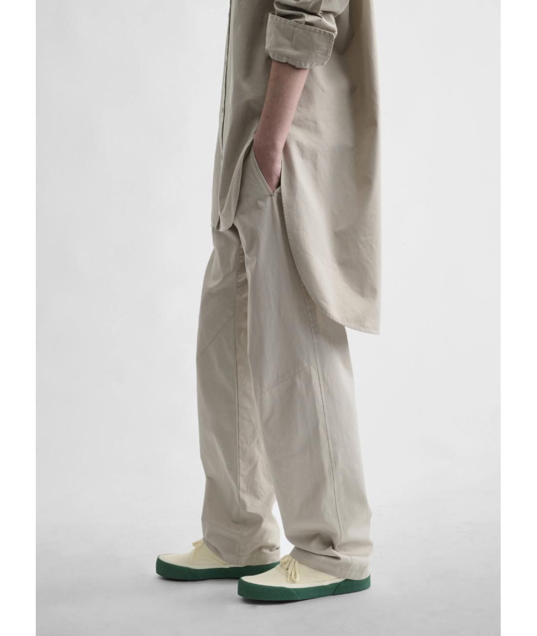 PHOEBE PHILO Бежевые хлопковые прямые брюки, фото 5