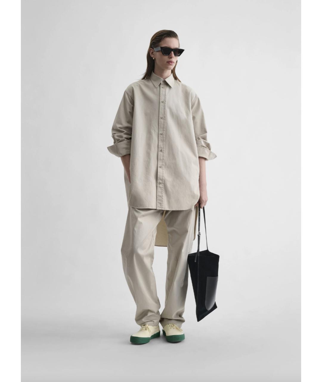 PHOEBE PHILO Бежевые хлопковые прямые брюки, фото 3