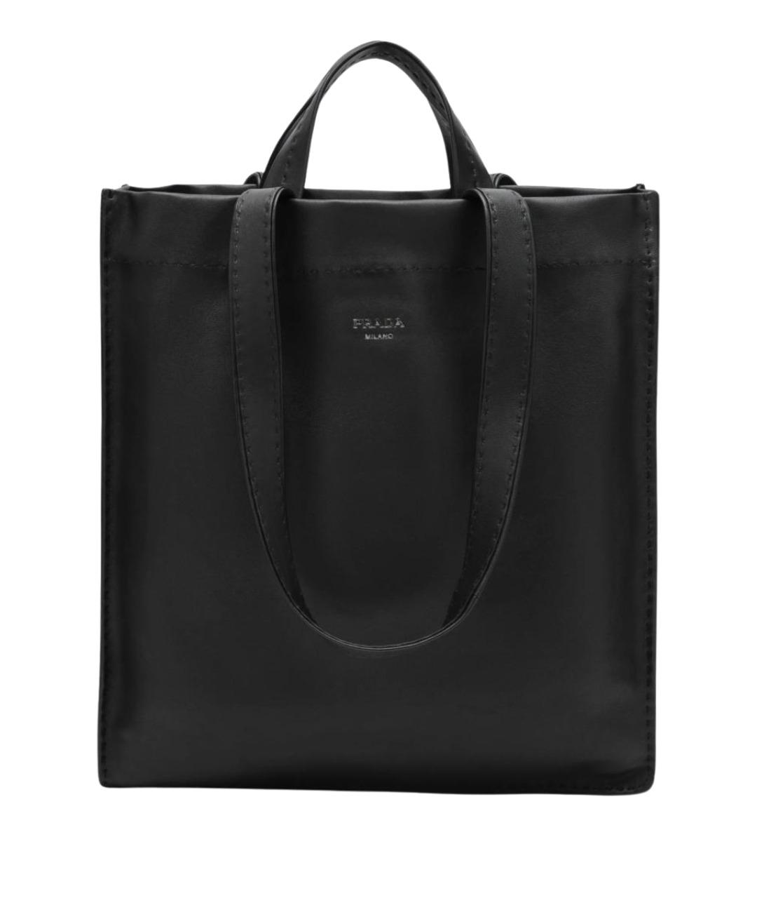 PRADA Черная кожаная сумка тоут, фото 1