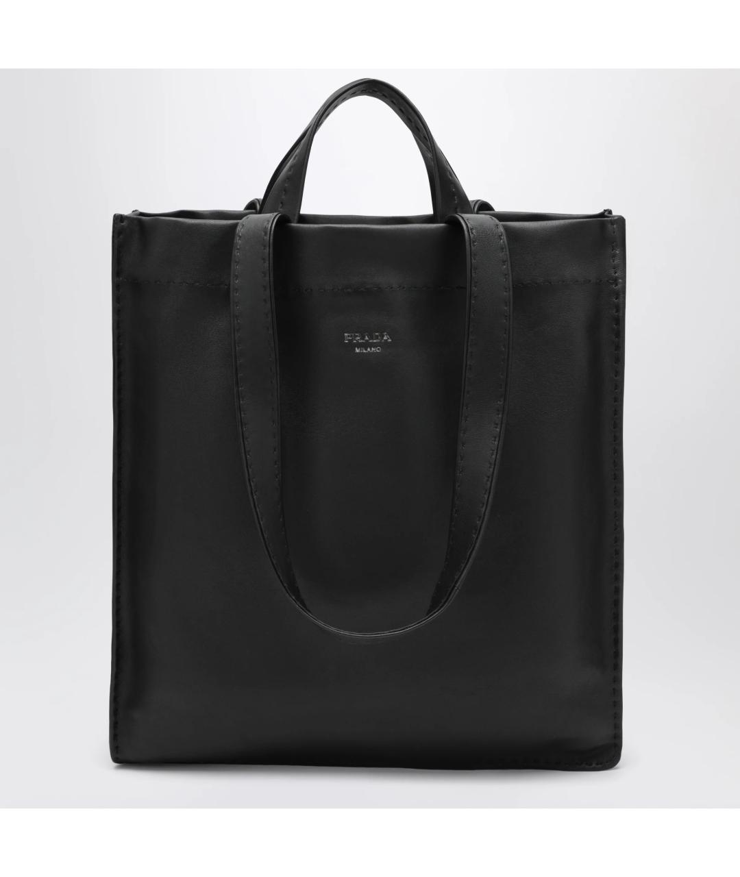 PRADA Черная кожаная сумка тоут, фото 3