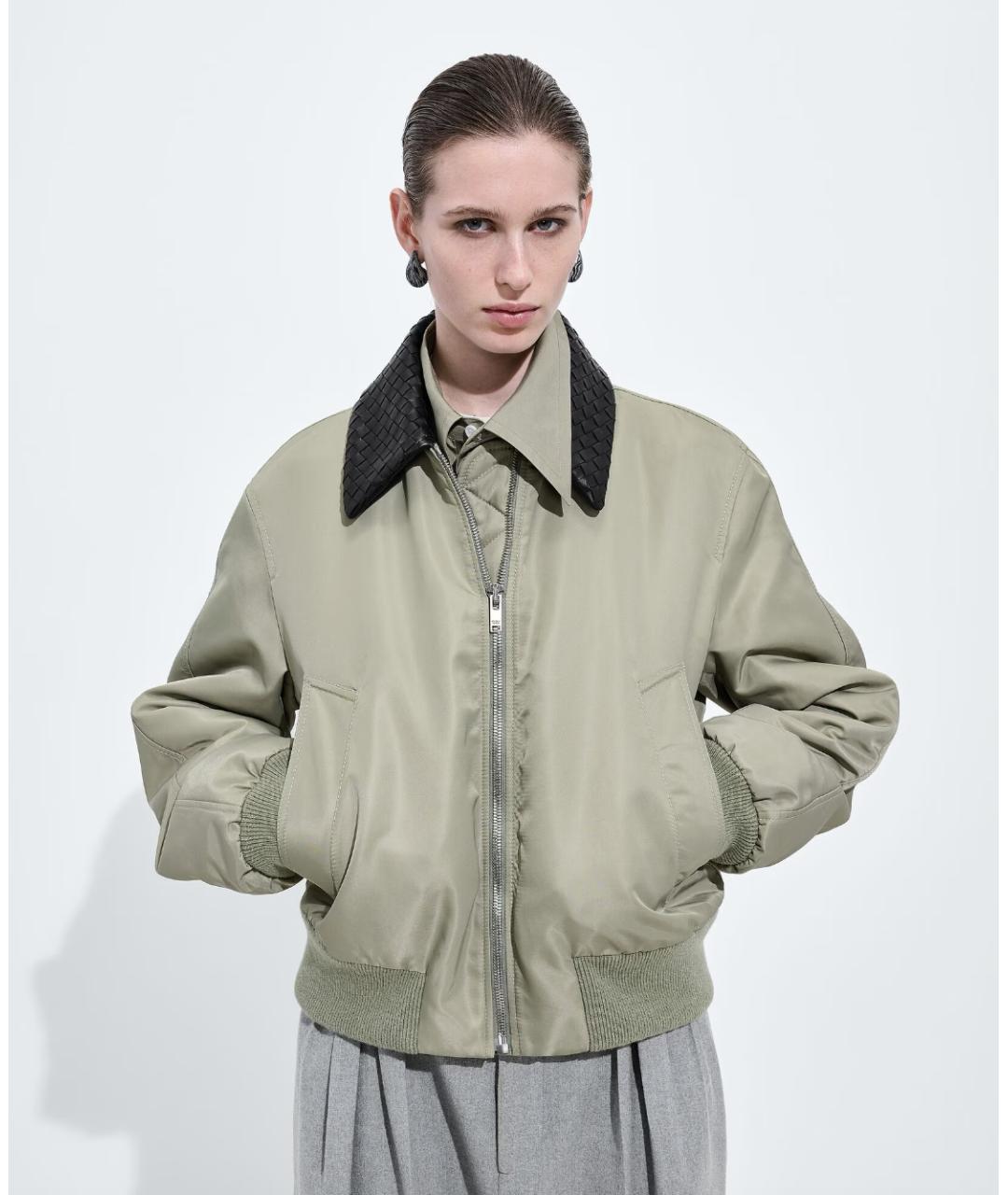 BOTTEGA VENETA Зеленая полиамидовая куртка, фото 2