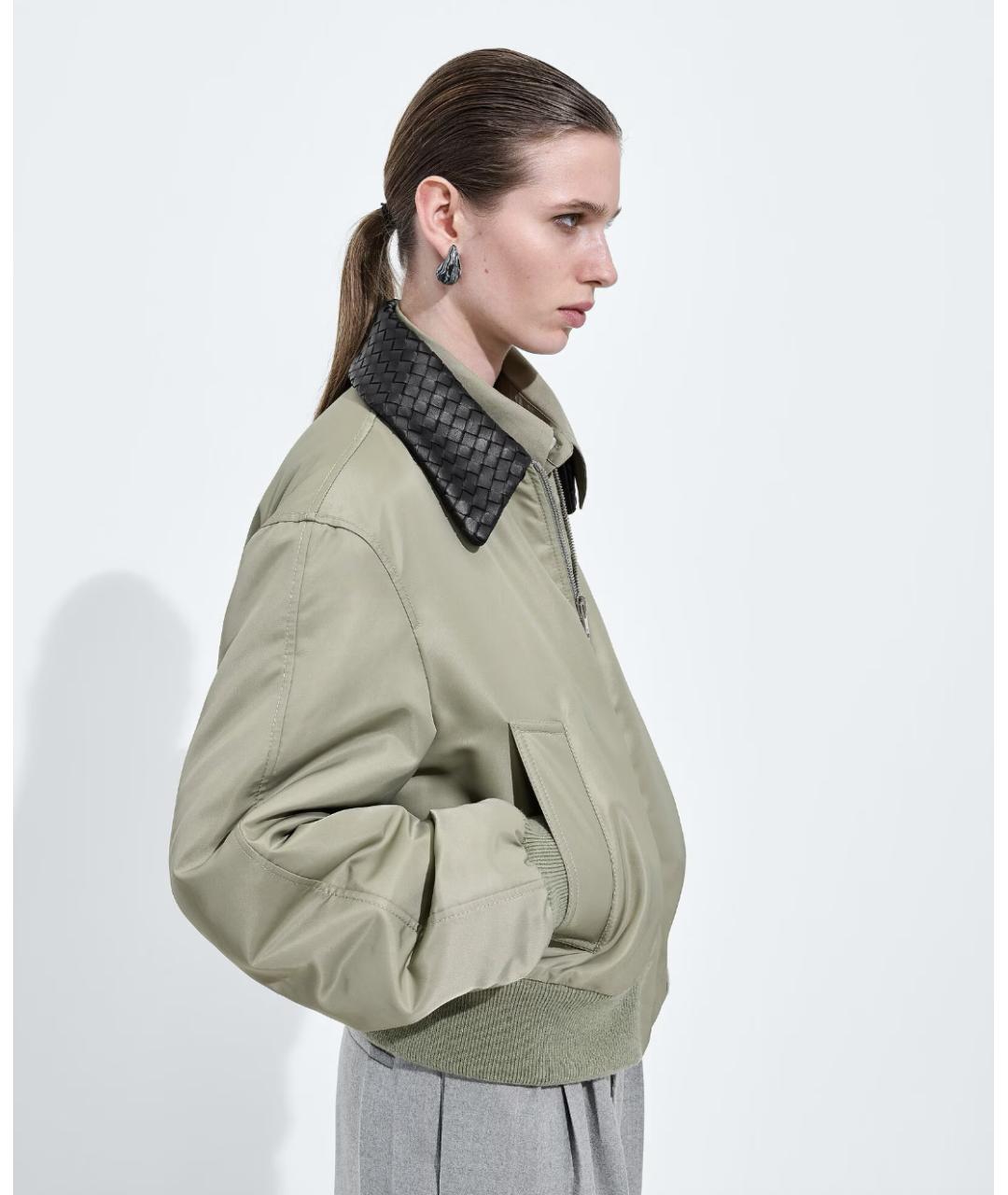 BOTTEGA VENETA Зеленая полиамидовая куртка, фото 3