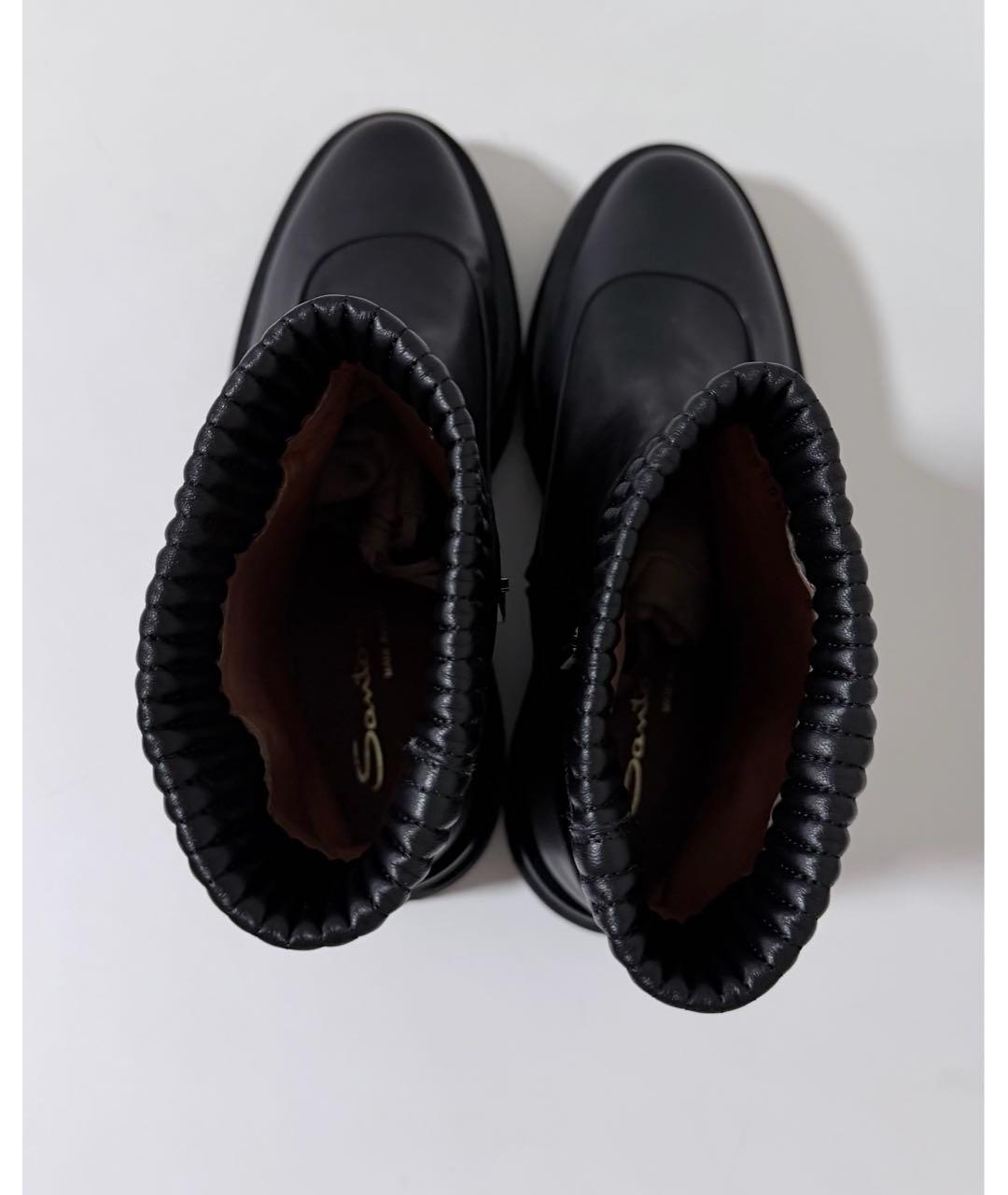 SANTONI Черные кожаные ботинки, фото 3
