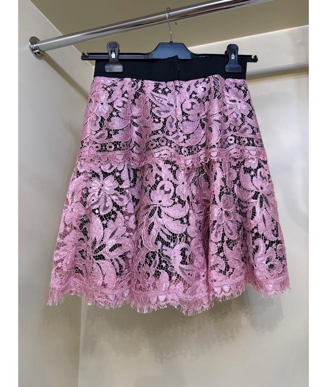 DOLCE&GABBANA Розовая кружевная юбка мини, фото 2
