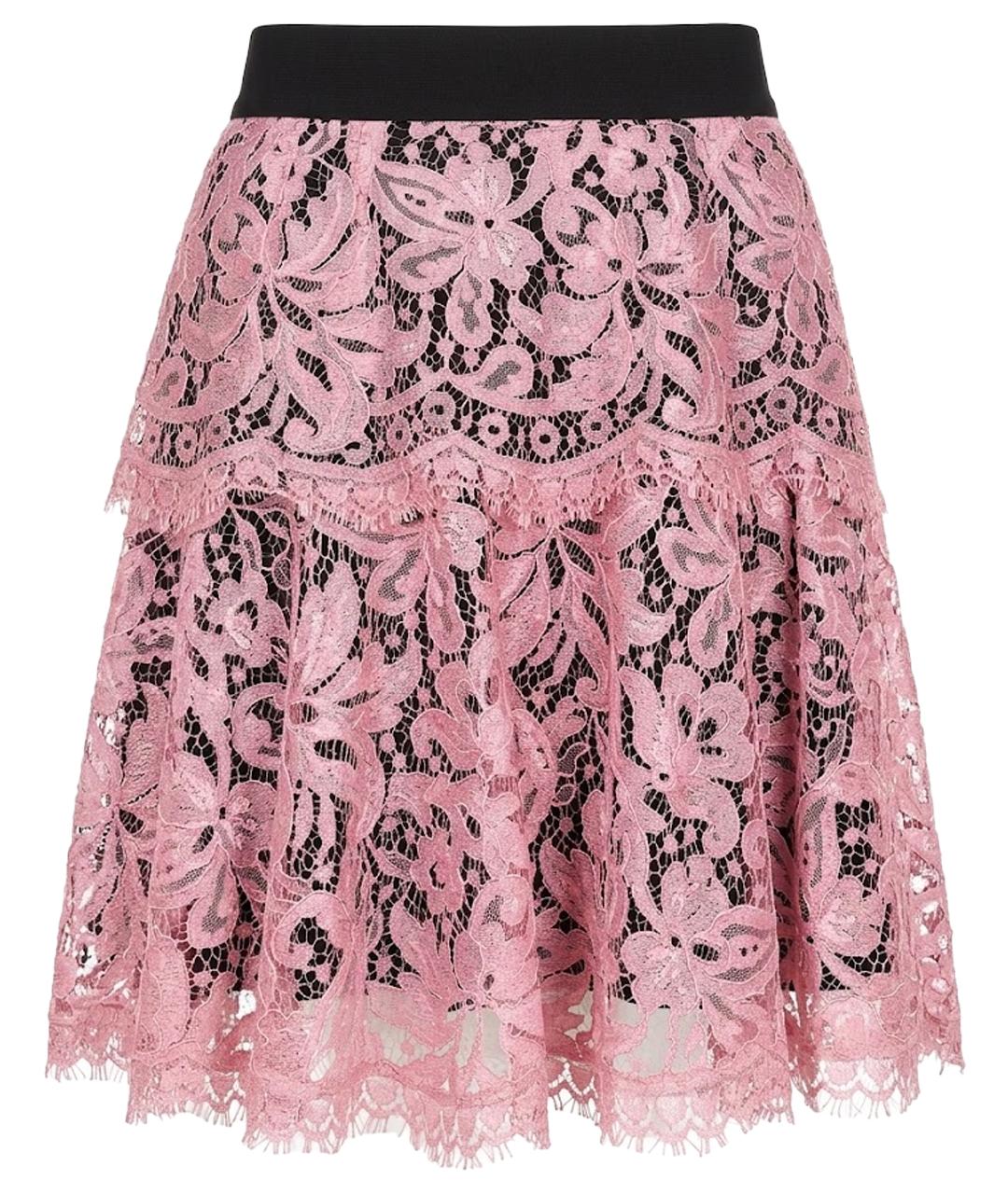 DOLCE&GABBANA Розовая кружевная юбка мини, фото 1