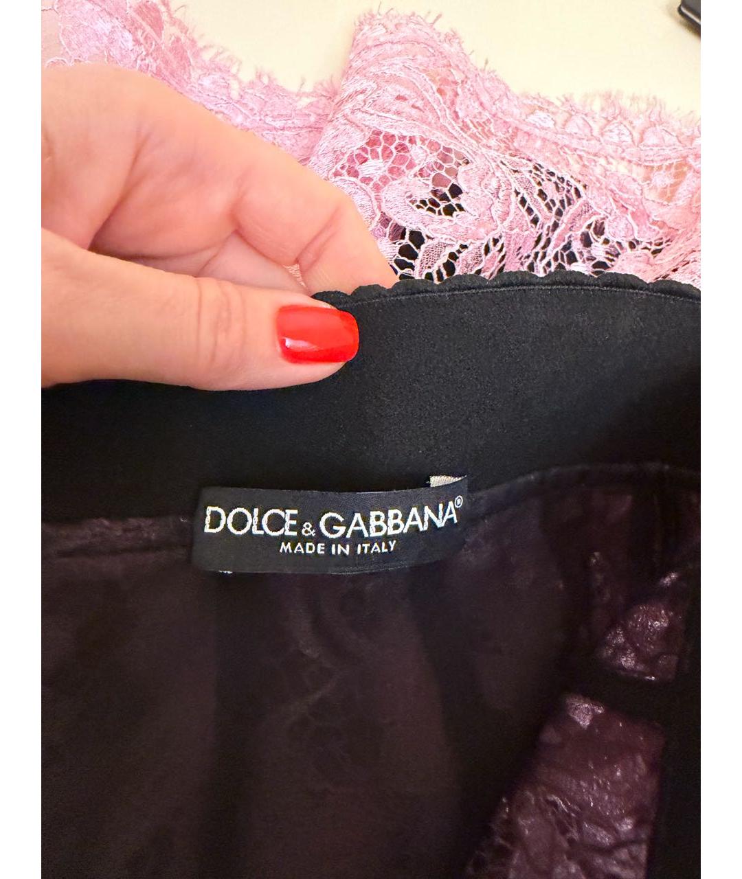 DOLCE&GABBANA Розовая кружевная юбка мини, фото 3