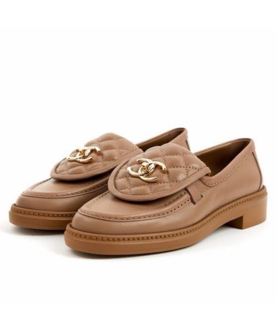 CHANEL Бежевые кожаные лоферы, фото 2