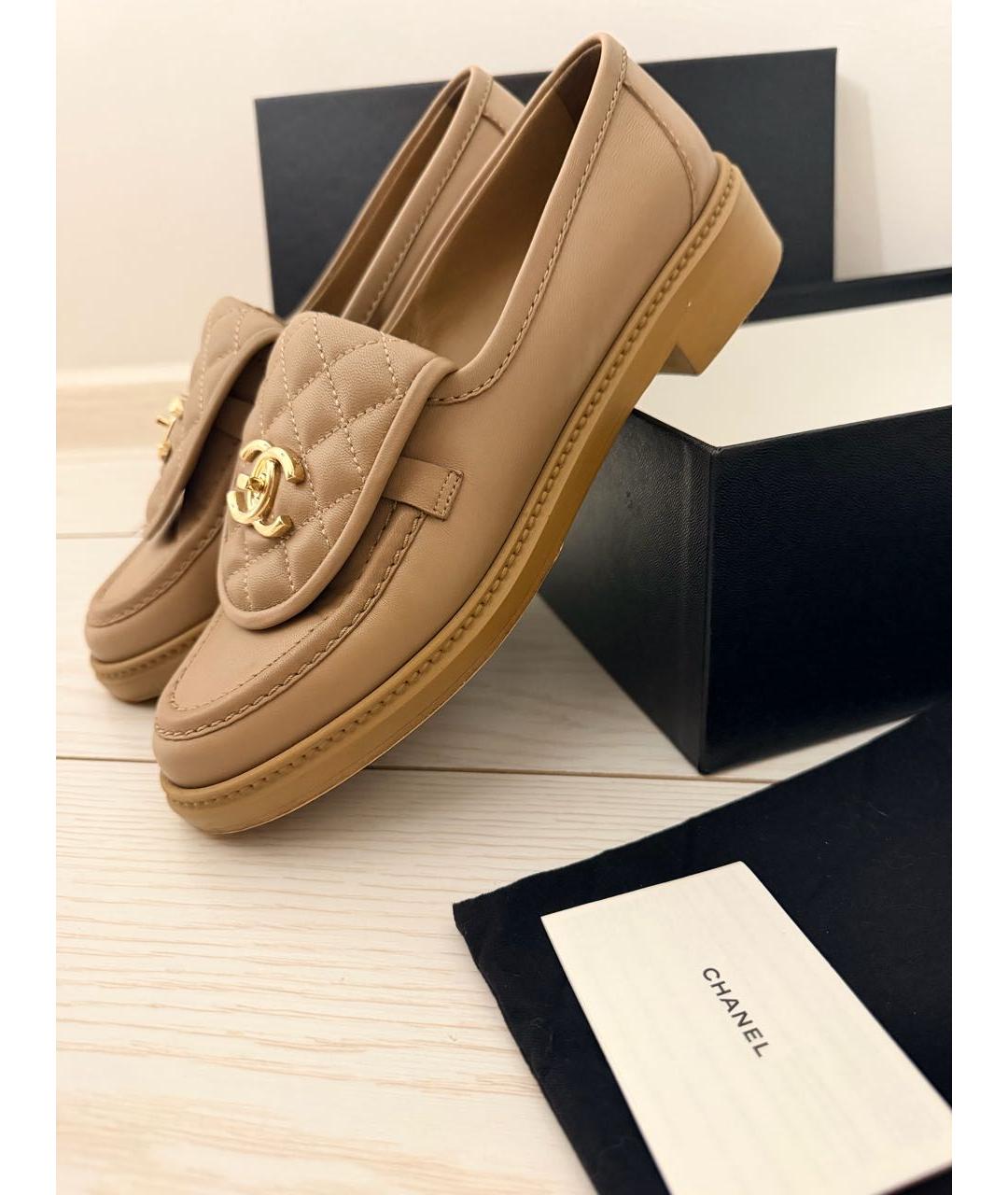 CHANEL Бежевые кожаные лоферы, фото 3