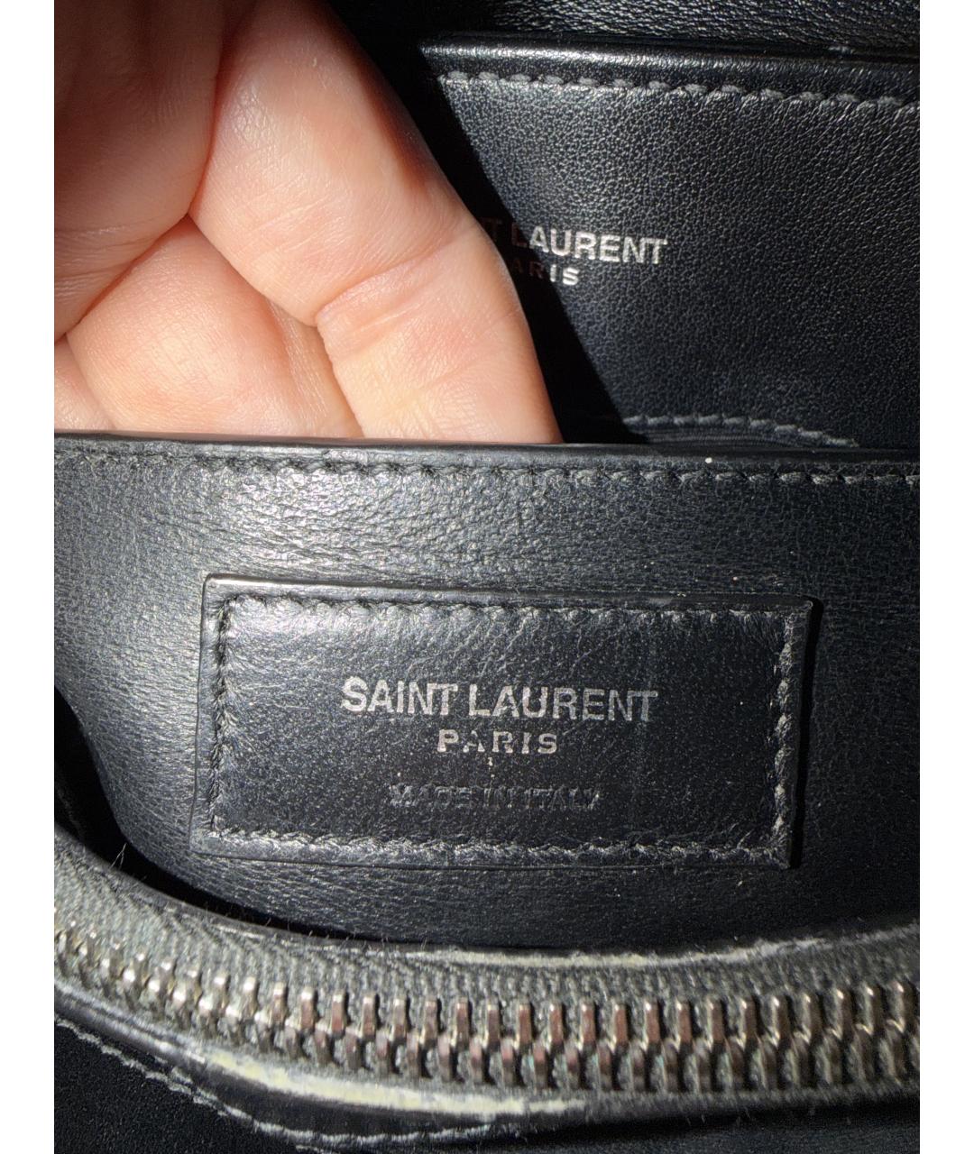 SAINT LAURENT Черная кожаная сумка через плечо, фото 5