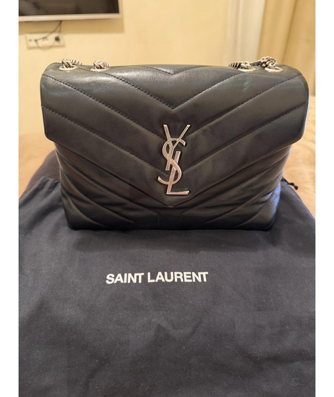 SAINT LAURENT Черная кожаная сумка через плечо, фото 10