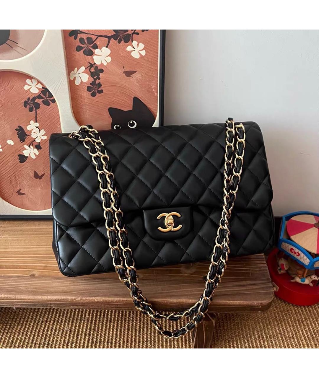 CHANEL Черная кожаная сумка тоут, фото 9