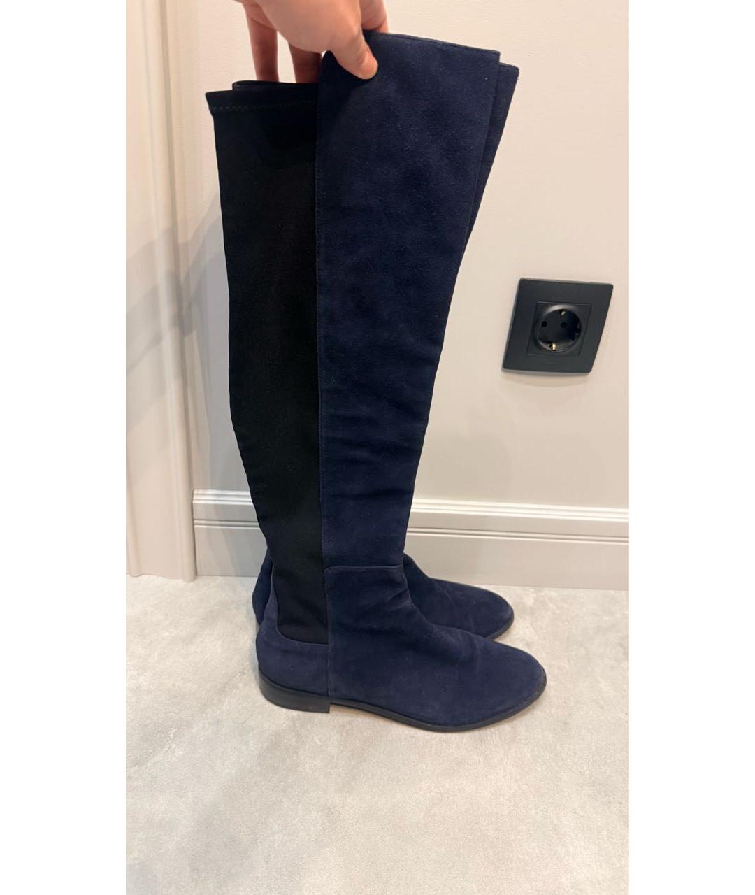STUART WEITZMAN Темно-синие замшевые сапоги, фото 5