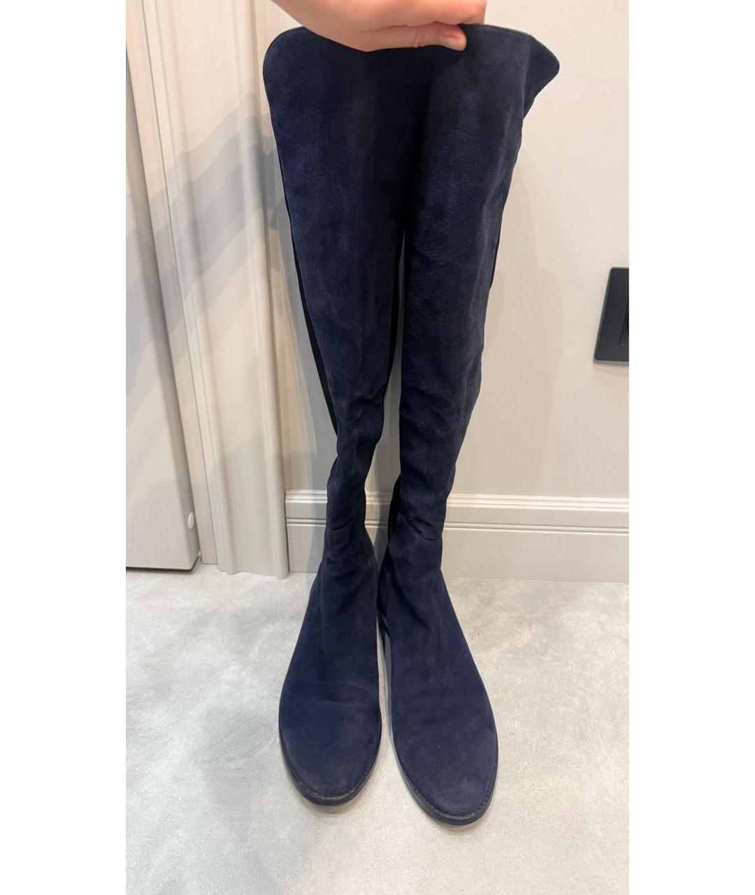 STUART WEITZMAN Темно-синие замшевые сапоги, фото 2