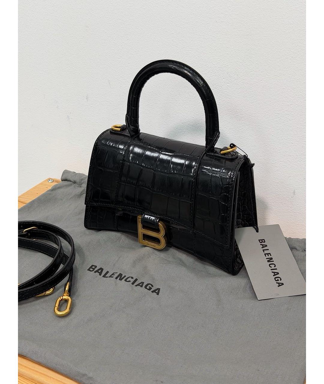 BALENCIAGA Черная кожаная сумка через плечо, фото 3