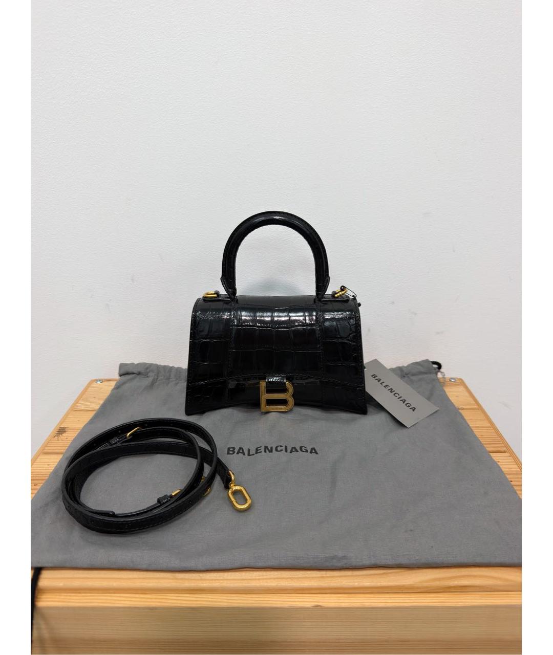 BALENCIAGA Черная кожаная сумка через плечо, фото 2