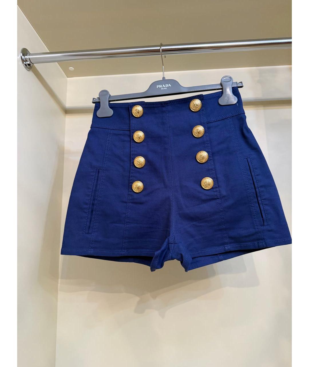 BALMAIN Синие хлопковые шорты, фото 5