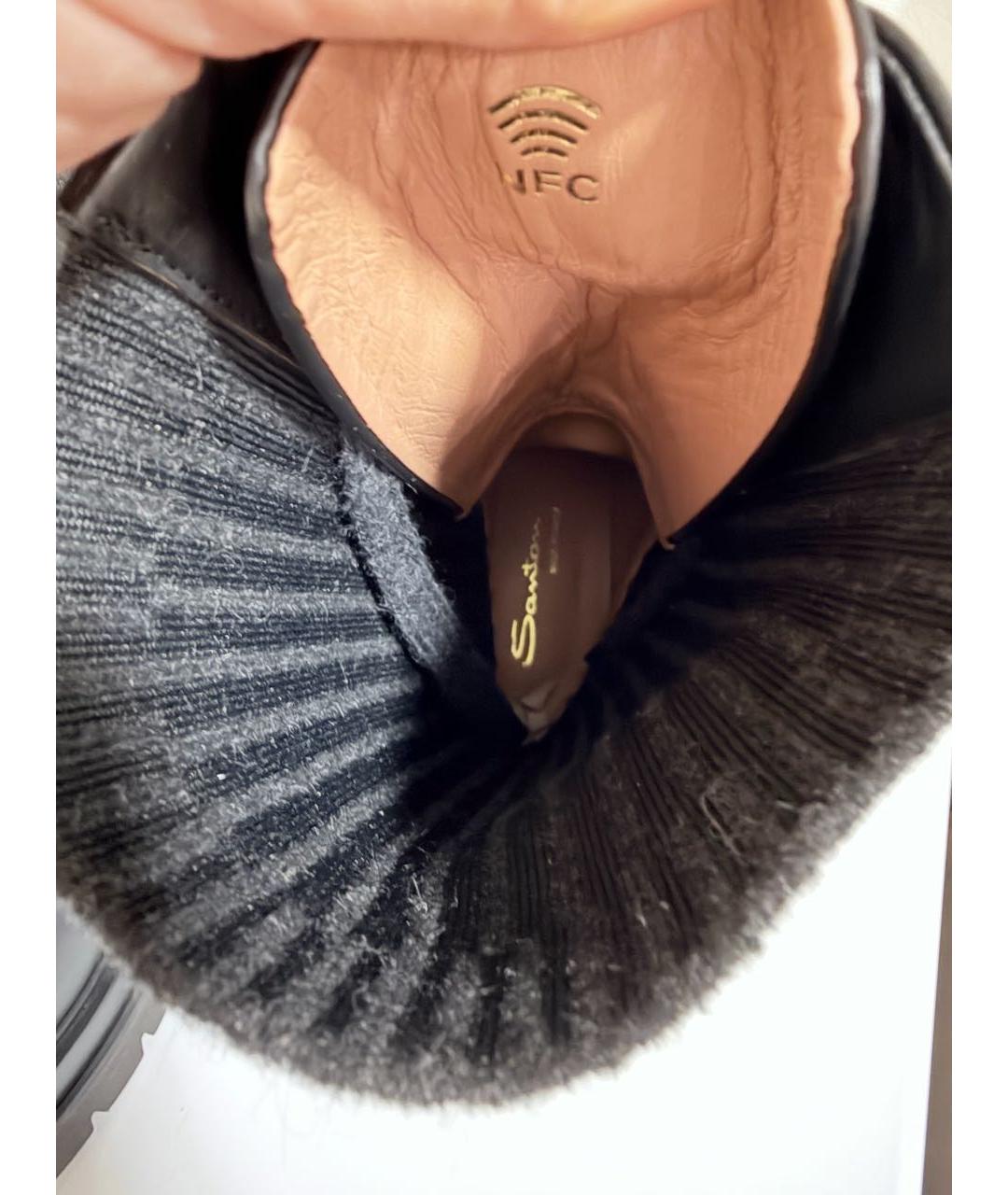 SANTONI Черные кожаные ботинки, фото 3