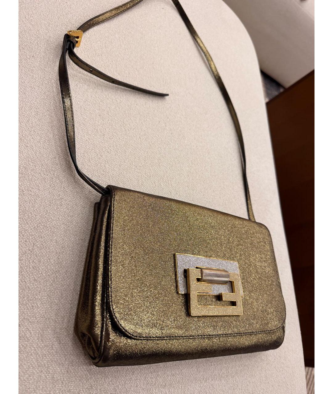 FENDI Золотая тканевая сумка через плечо, фото 2