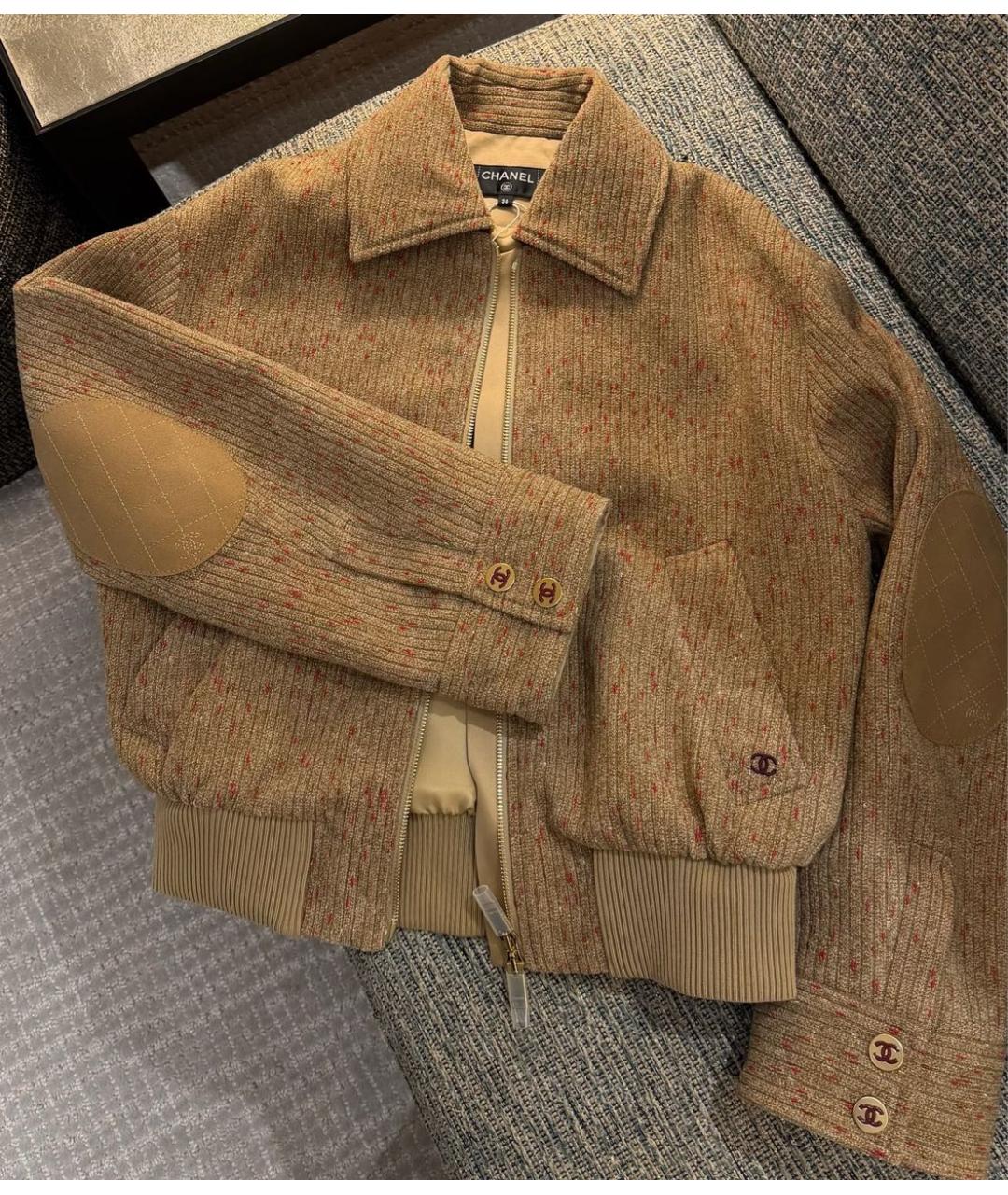 CHANEL Бежевая шерстяная куртка, фото 8