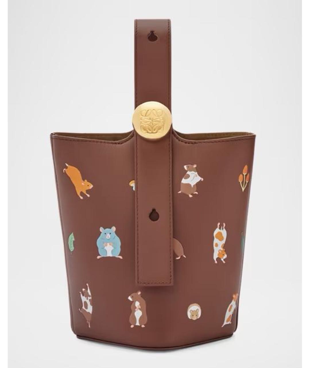 LOEWE Коричневая кожаная сумка тоут, фото 5
