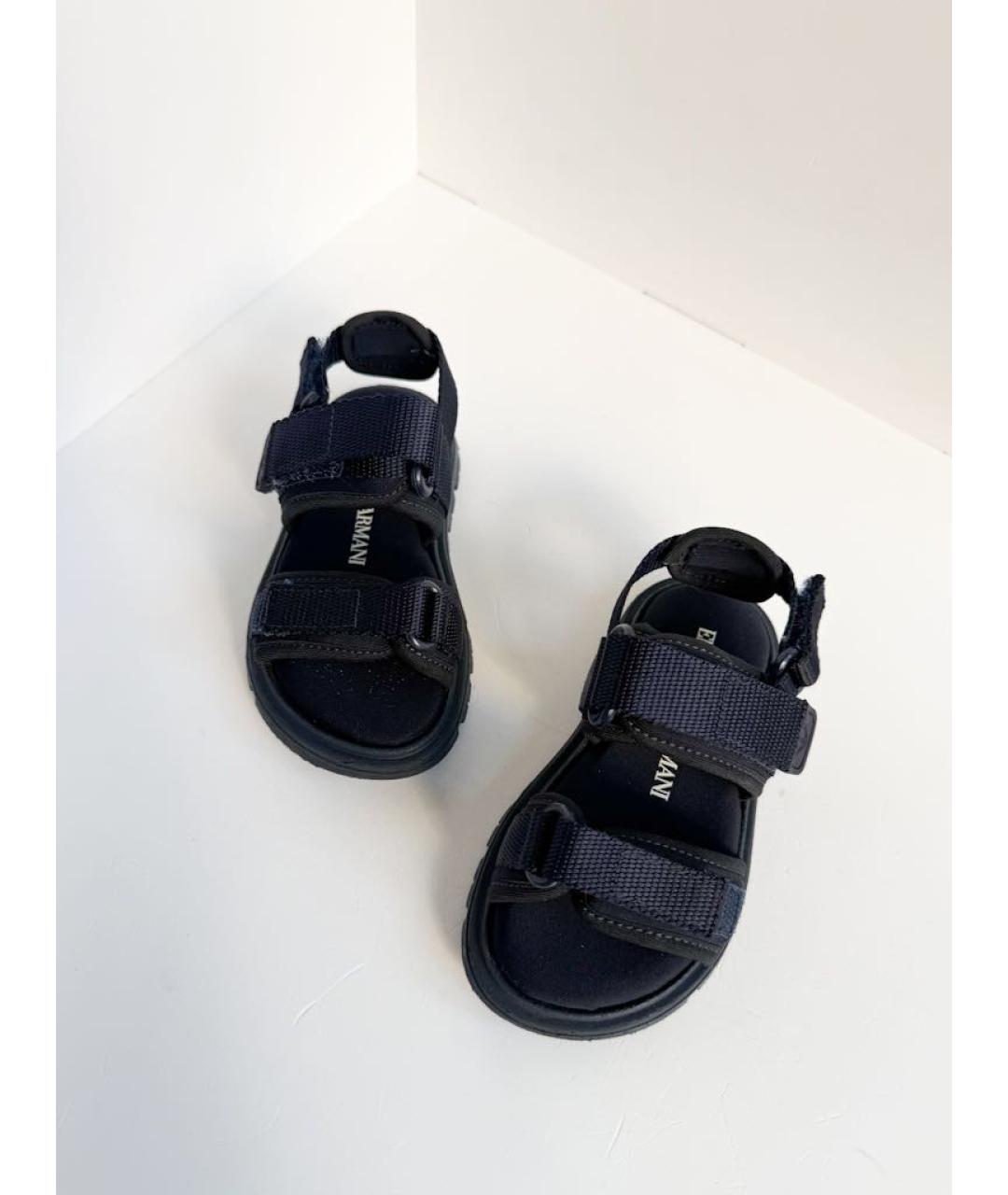 EMPORIO ARMANI Черные текстильные сандалии и шлепанцы, фото 2