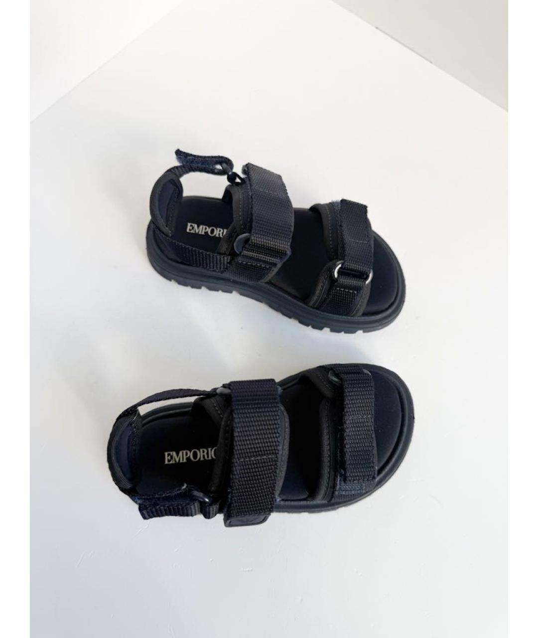 EMPORIO ARMANI Черные текстильные сандалии и шлепанцы, фото 3