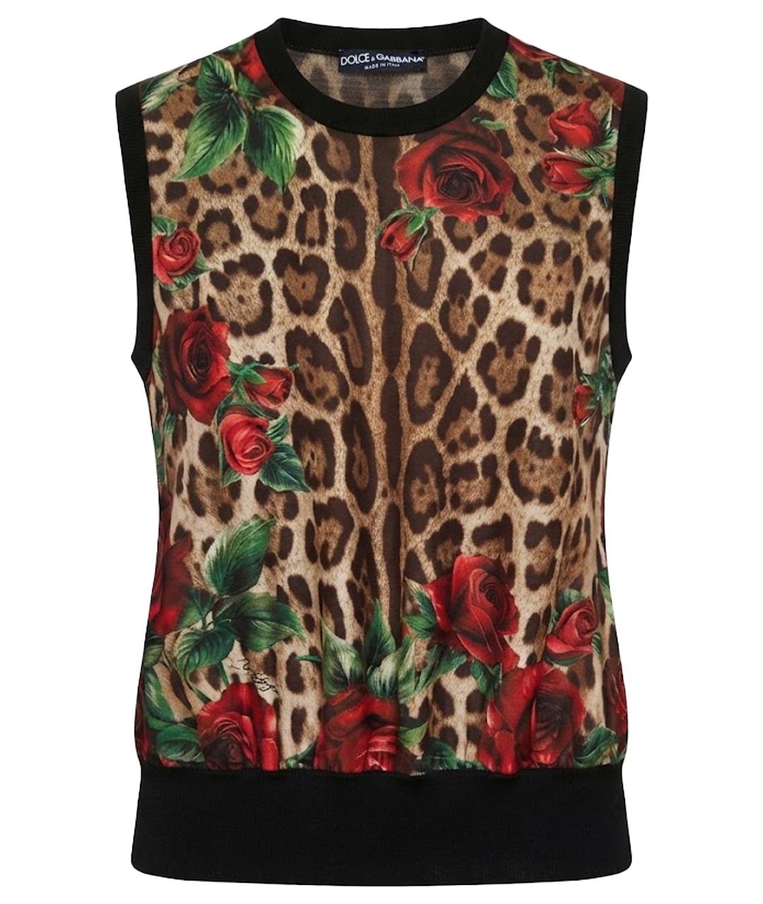 DOLCE&GABBANA Мульти шелковая майка, фото 1