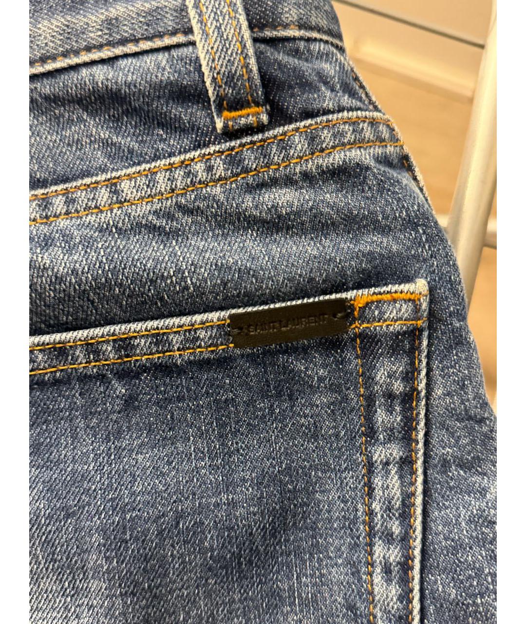 SAINT LAURENT Синие хлопковые прямые джинсы, фото 8