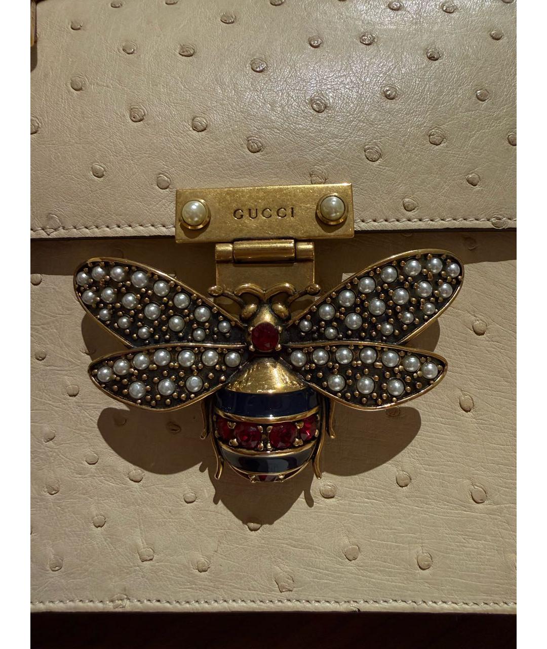 GUCCI Бежевая сумка через плечо из кожи страуса, фото 6