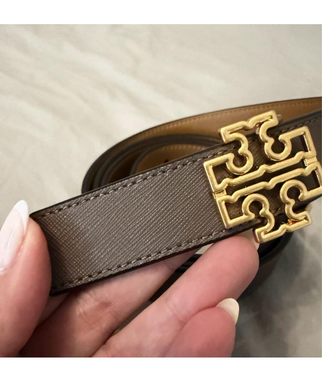 TORY BURCH Коричневый кожаный ремень, фото 2