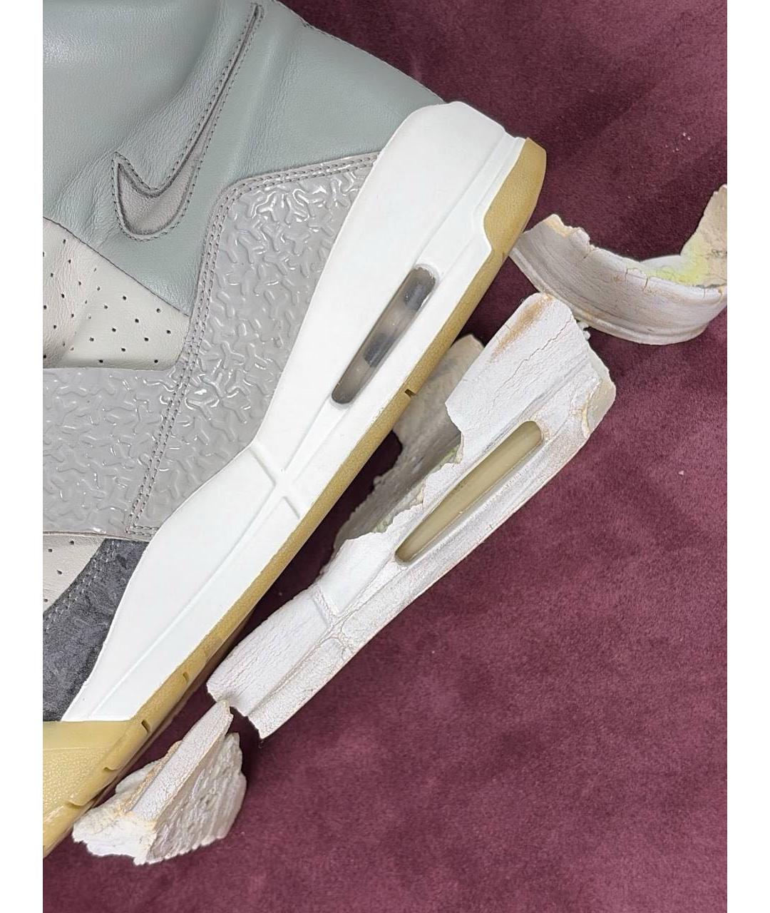 NIKE Серые кожаные высокие кроссовки / кеды, фото 3